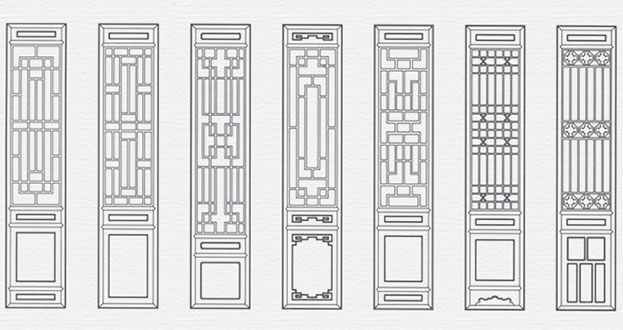 柳江常用中式仿古花窗图案隔断设计图