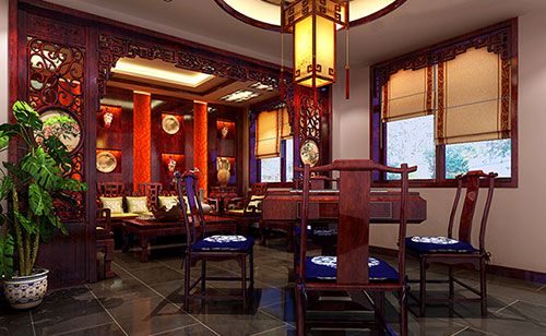 柳江古典中式风格茶楼包间设计装修效果图